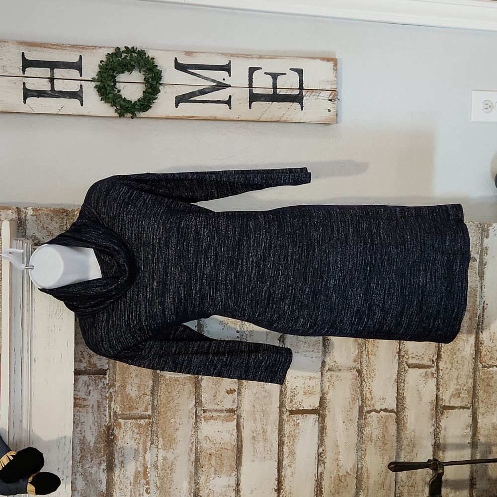 GAP Cowl Neck Knit Lightweight Sweater Dress Heathered Navy Size Small